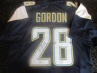 MELVIN GORDON SIGNED AUTOGRAPHED FOOTBALL CUSTOM LOS ANGELES CHAGER JERSEY COA 1