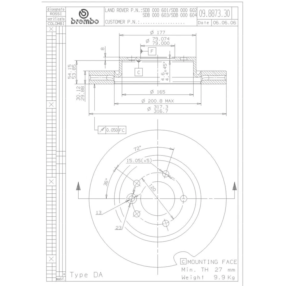 Kit de frenos delanteros Brembo pastillas bajas y rotores de disco de 317 mm para Land Rover LR3 4,0 L Foto 3 de 4