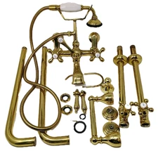 VTG Kingston Brass Freestanding Claw Foot Tub Faucet Shower Head Supply Line LOT