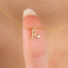 Women Letter Pendant 0.1CT Round Cut Lab Created Diamond 14k Yellow Gold Plated