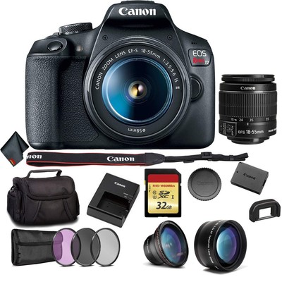 Canon EOS Rebel T7 DSLR Camera with 18-55mm Lens Bundle with 32GB Memory Card +