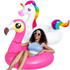 JOYIN 2-Pack Flamingo Unicorn Pool Float - Fun Floaties Inflatable Swimming P...