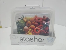 Stasher Silicone Food Grade Reusable Storage Bag - Clear (Stand-Up Mid) - 56 Oz