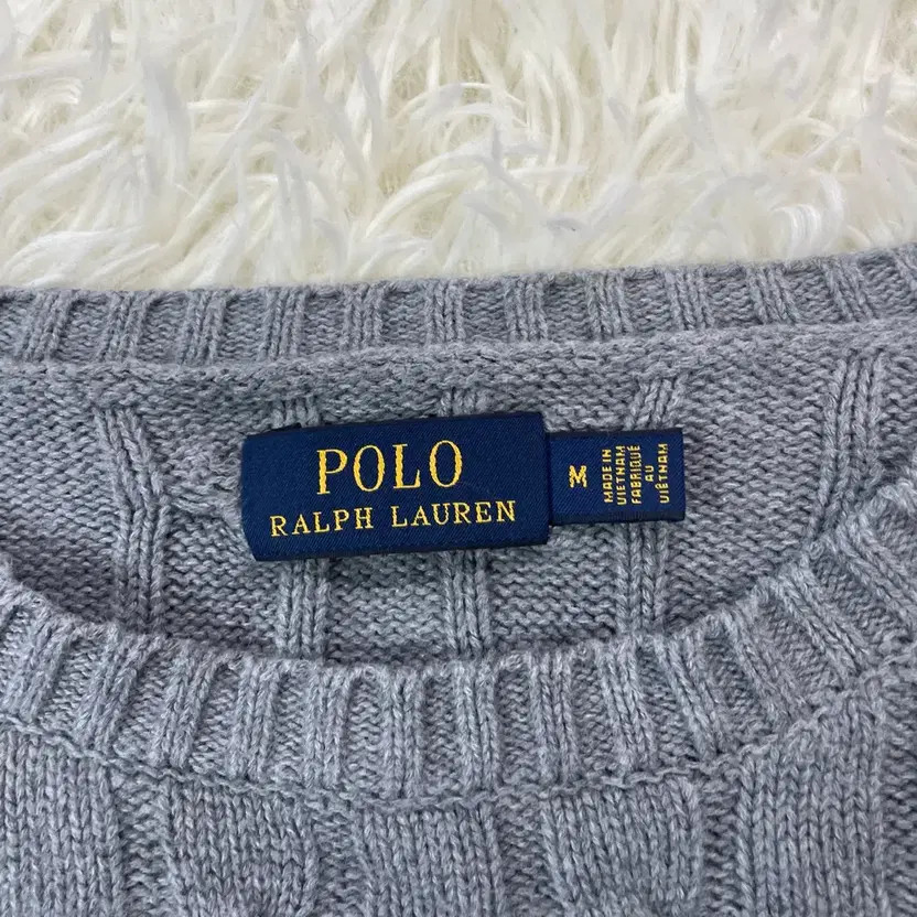 Polo Ralph Lauren Pony Logo Cable Knit Sweater Gray M thumbnail 4