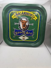 Vintage MacAndrew&rsquo;s Stock Ale Samuel Smith Airedale Dog Metal Beer Serving Tray