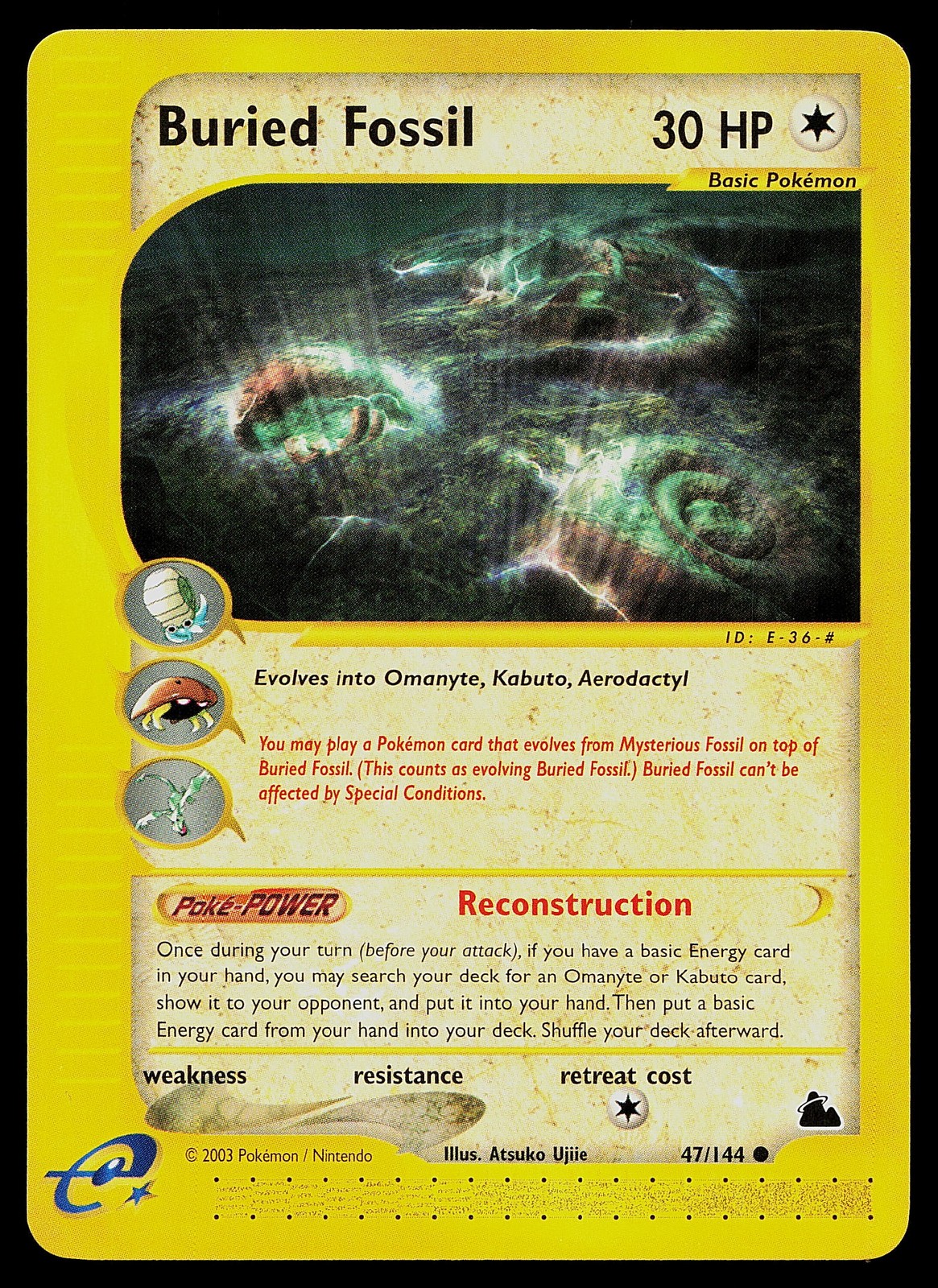 Pokemon Card - Buried Fossil Skyridge 47/144 Non Holo