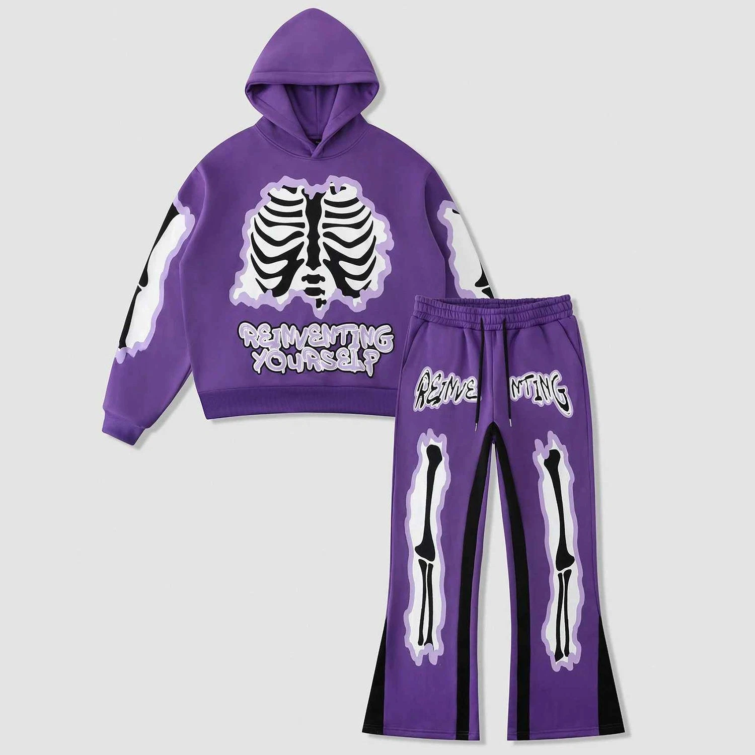 Mens 2pc Printed Tracksuit Halloween Jacket Pants Sweatsuit Activewear
