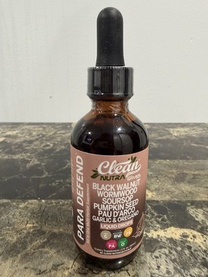 Clean Nutra Para Defend Herbal Supplement Black Walnut Wormwood Liquid 2 oz