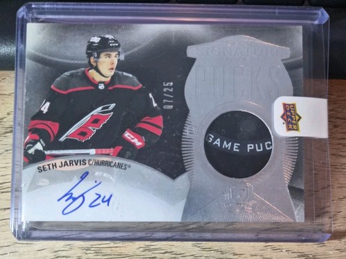 Seth Jarvis #SP-SJ 2024 Upper Deck The Cup Signature Puck card