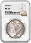 1878 CC Carson City $1 Morgan Silver Dollar NGC MS60 Key Date Coin