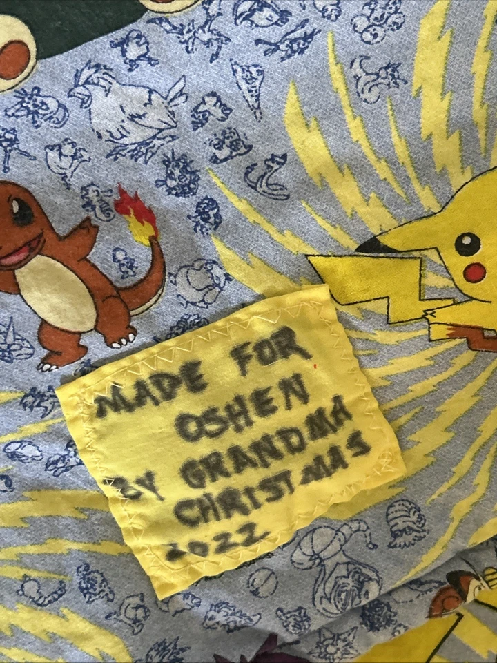 Vintage Pokemon Handmade Patchwork Quilt  TWIN Throw Blanket Vintage - Image 3 of 4