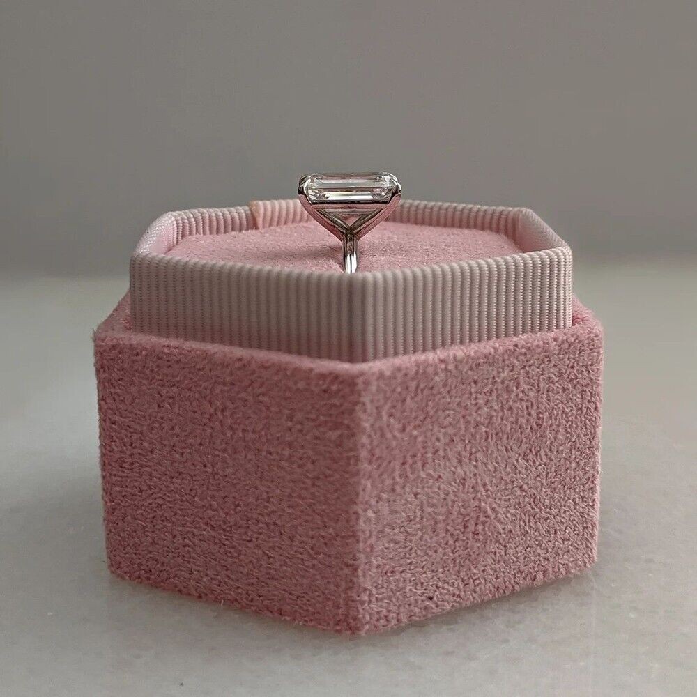 Solid 950 Platinum Emerald Cut Diamond Wedding Ba… - image 5