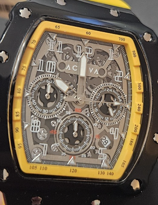 Activa Fury X Invicta Mens Quartz MG53 Skeleton Dial Yellow 44mm