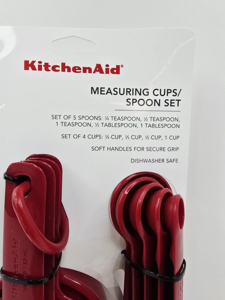 KitchenAid Measuring Cups and Measuring Spoon Set Red and Black Secure Grip New - Image 2 of 4