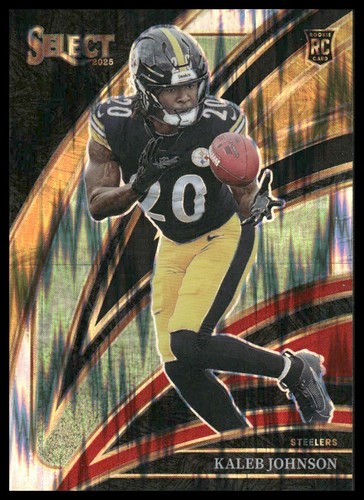 Kaleb Johnson Rookie 2025 Panini Select #252 Black and Red Prizm Shock Steelers
