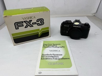 YASHICA FX-3 35mm SLR Camera Black Body TESTED With Box!