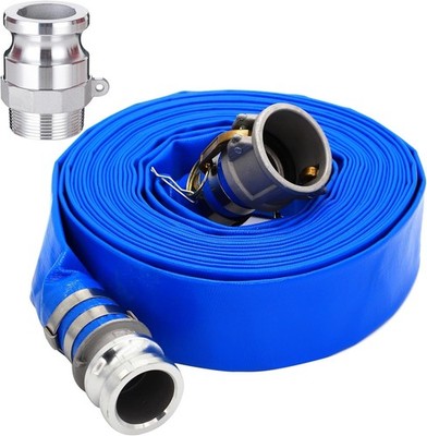 2'' ID X 100 Ft PVC Lay Flat Discharge Hose with Aluminum Camlock C and E Fitting