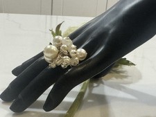 Chanel CC Faux Pearl Cluster Ring – Gold Plated – Size 6.25