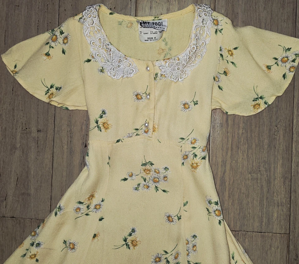 Vtg 90s Byer Amy Too! Short Sleeve Long Sundress Size 6 W/ Shoulder Pads - Image 2 of 4