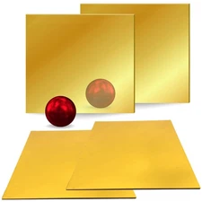4PCS Gold Acrylic Sheets Mirrored – Gold Mirror Sheets 12x12 Cast Acrylic She...