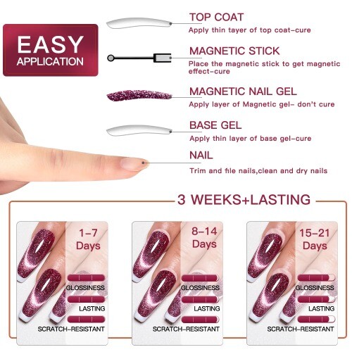7/14Pcs CatMagnetic Gel Nail Set With Magnetic Stick Kit For Nail UV Gel Varnish - Picture 22 of 32