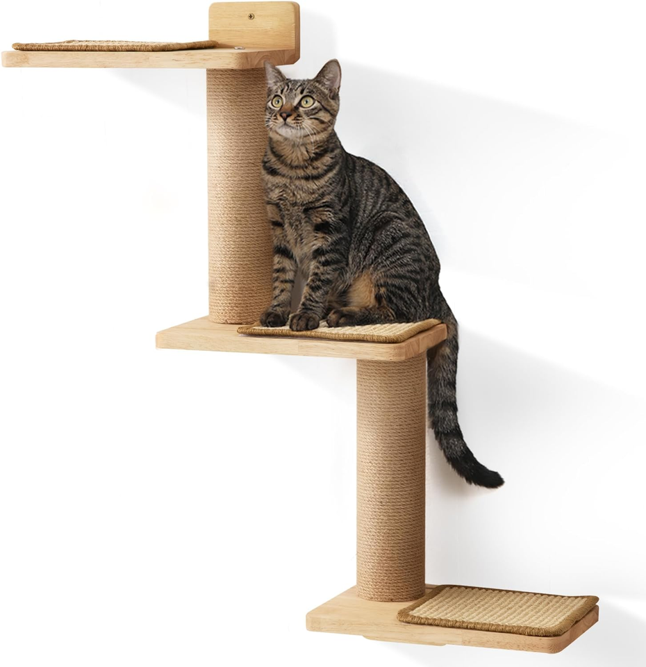 Cat Wall Shelves, 3 in 1 Transformable Cat Scratching Post Wall Mounted