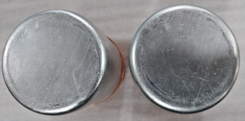 Vintage Aluminum Salt & Pepper Shaker Set with Copper Tone Lids - Picture 3 of 6