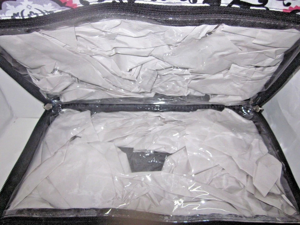 Bolsa de maquiagem Waverly preta branca rosa cosmética tecido de viagem - Imagem 3 de 4