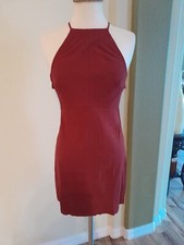 Free People Open Back Bodycon Mini Dress Rust NWT Small
