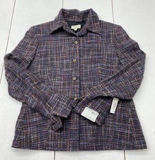 Sfi Femme Purple Woven Wool Blazer Coat Jacket Women’s Size 14 New