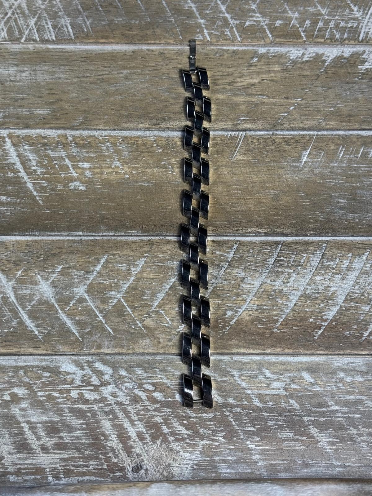 Heavy Sterling Silver 925 Interlocking Link Brace… - image 8