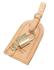 Louis Vuitton Leather Name Tag w/ Lock Key 1 Set  Restored     France