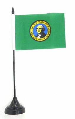 Fahne / Tischflagge USA - Washington 10 x 15 cm Tischfahne Flagge