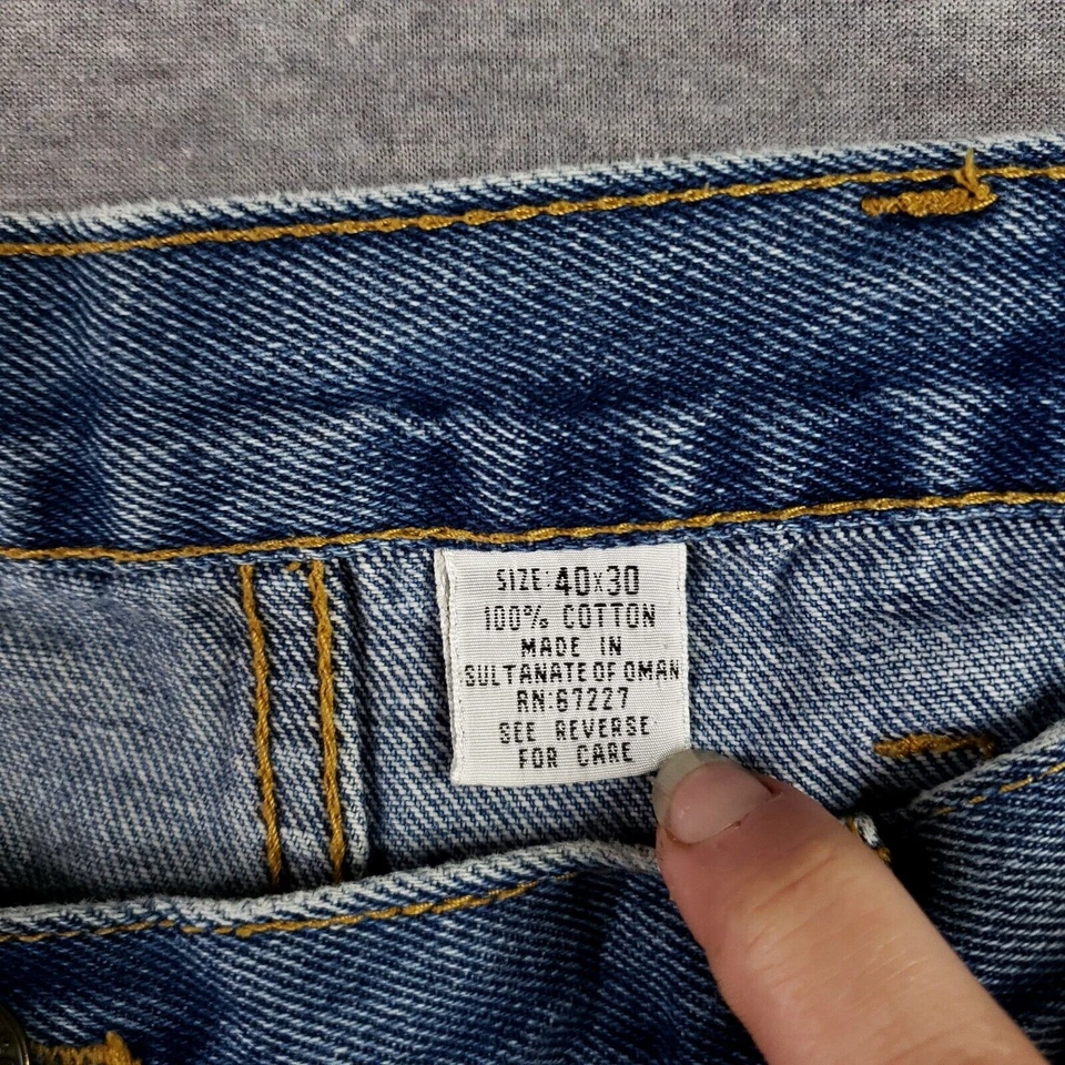 Open Trails 40x30 Blue Jeans Vintage Retro 90s Tapered Leg Stone Wash - Image 4 of 4