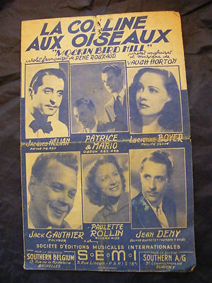 Partition La Colline Aux Oiseaux Jacques Hélian Deny Boyer Music Sheet 1949