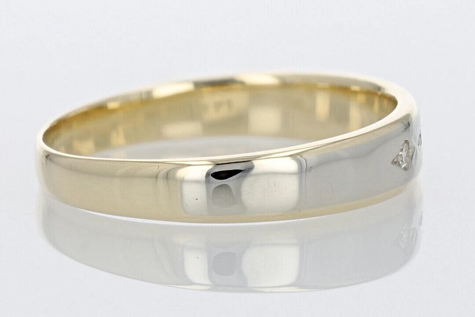 Anillo de alianza de boda de diamantes genuinos de corte redondo de 0,09 quilates enchapado en oro en varios tonos Foto 4 de 4