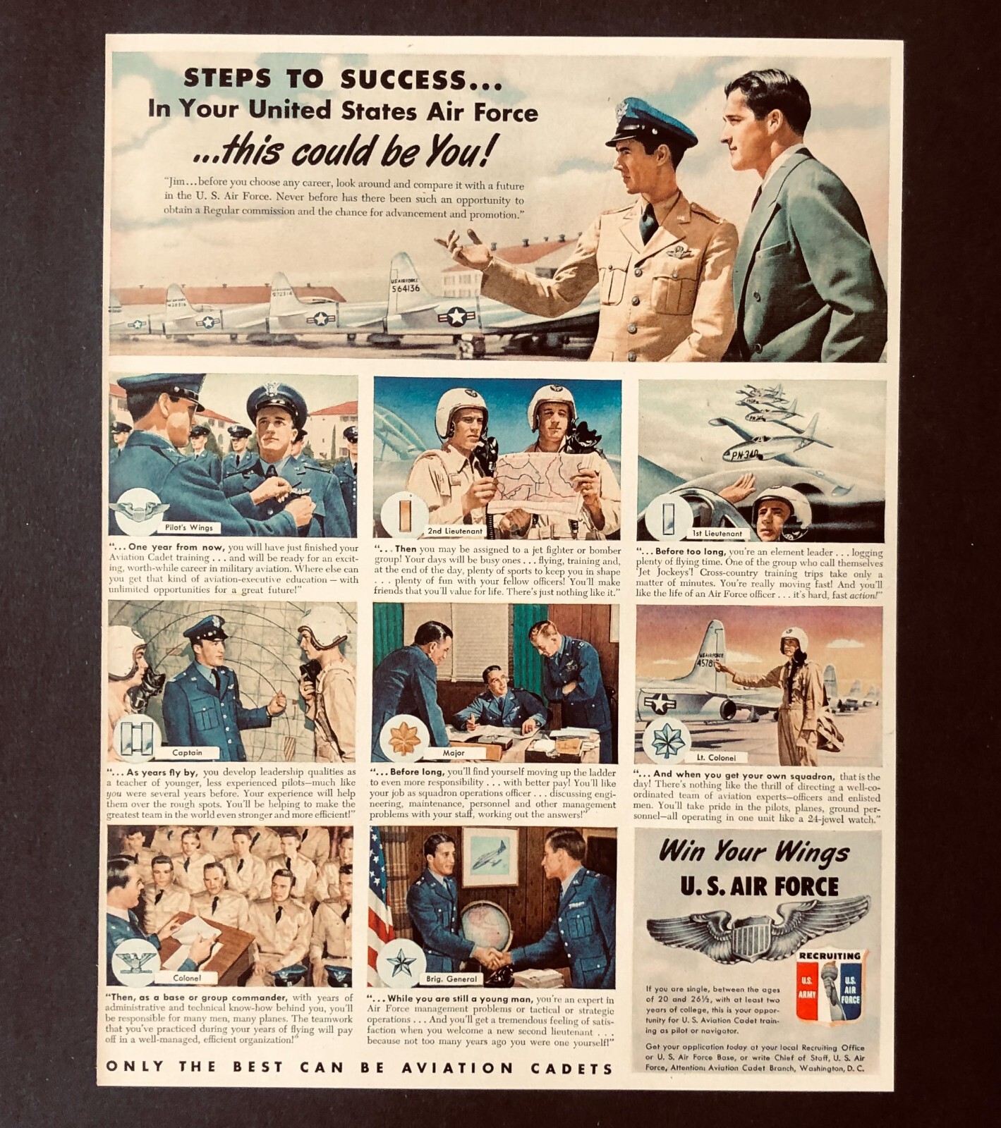 1950 U.S. Air Force Recruitment Advertisement Career Advancement Vtg Print  AD | eBay