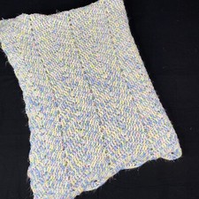 VTG Hand Crocheted Afghan Chair Throw Baby Blanket 53 x 36 Pastel Boho Cottage