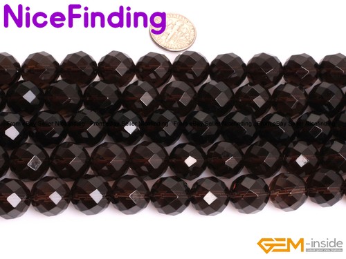 AAA Natural Faceted Brown Smoky Quartz Loose Stone Beads For Jewelry Making 15" - Picture 10 of 47
