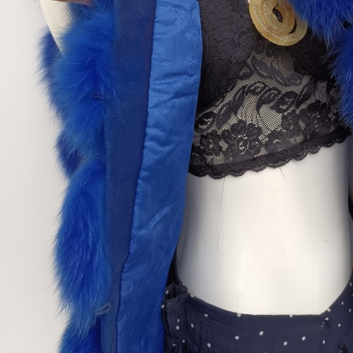 On Sales 100% Real Fox Fur Vest Blue Coat Bust 105cm - Picture 8 of 9
