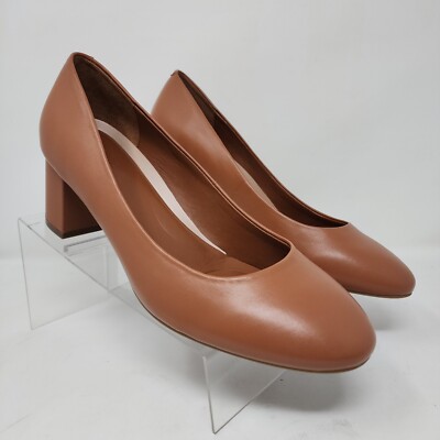 Aerosoles Leather Pumps Womens 10 Tan Brown Eye Candy Block