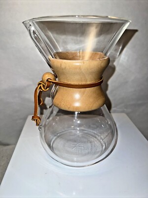 Nice Chemex 8.5" Glass 6 Cup Pour Over Coffee Maker Wood Leather Collar EUC  | eBay