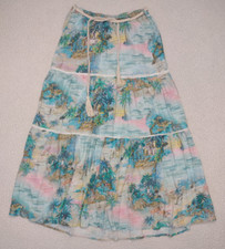 NWT C&C California beach tiki hut print rope belt maxi skirt ladies Small