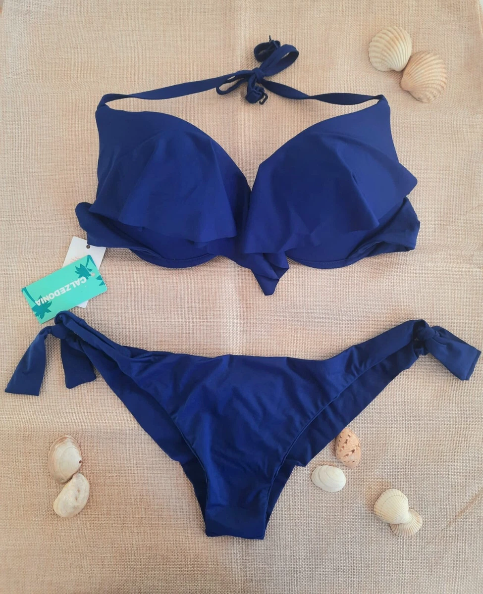 Calzedonia Super Push-up Blue Bikini Top size 38Uk/4Ita & Bottom size S/8  NEW