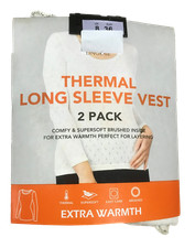 Womens Pointelle Thermal Long Sleeve Vest Top 2 Pack Ex High Street