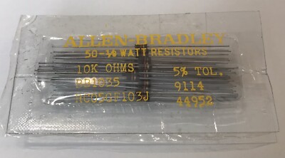 50 Pcs Carbon Resistor 1/8W ±5% 10k Ohms, Allen-Bradley