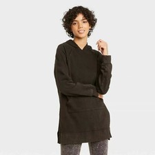 Colsie  Women's Lounge Tunic Hooded Long Sweatshirt Black - Pick Size