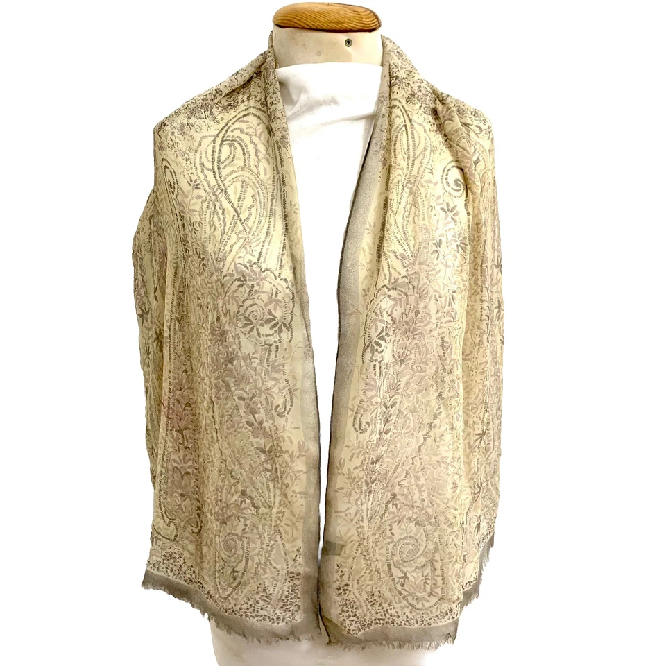 ETRO PAISLEY BOHEMIO GRIS RECTÁNGULO bufanda de seda 62/27 en HECHO EN ITALIA #A82 Foto 2 de 3