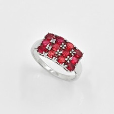Natural Ruby Gemstone 925 Sterling Silver July Birthstone Cluster Wedding Ring