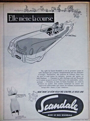 WERBUNG 1954 BH SKANDAL MIT STRÜMPFE SKANDAL SIE FÜHRT DAS RENNEN